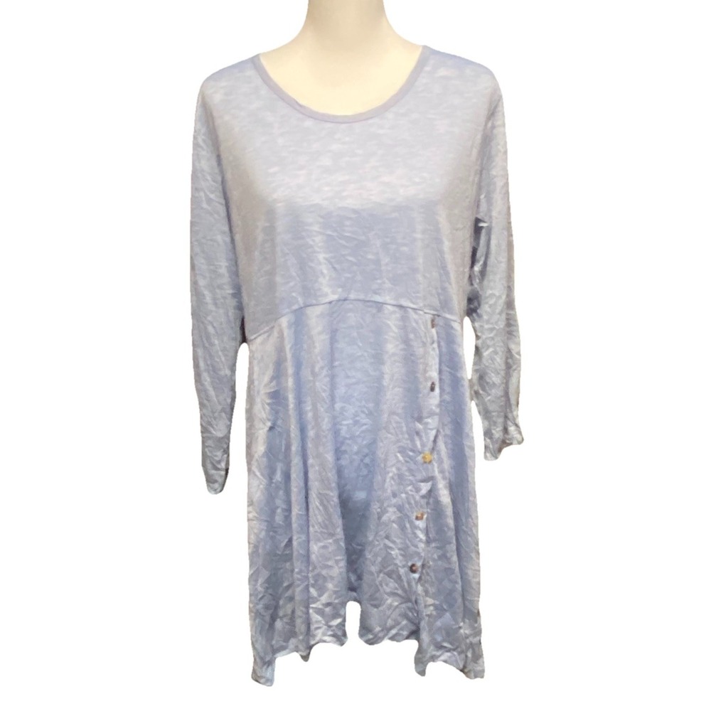 Jess & Jane Dress SZ Large Heather‎ Blue Washed T Shirt Dress USA